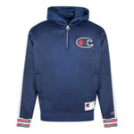 Champion Mens Half Zip Large Logo Navy Blue Hoodie material_polyester - Size X-Small