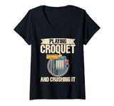 Womens Playing Croquet and Crushing It Croquet V-Neck T-Shirt