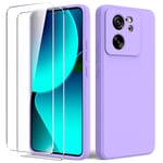 Byvuwiay Coque pour Xiaomi 13T/13T Pro 5G, avec 2 Verre Trempé écran Protecteur, Etui Housse TPU Mince Souple Antichoc Case pour Xiaomi 13T/13T Pro 5G, Violet