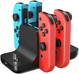 6 In 1 Charging Dock For Joy Con Charger For Nintendo Switch Oled, Switch Pro Controller Switch Charger Base For Joycon Charging Stand With Type C 2 Usb-C Led Indicator Accessories