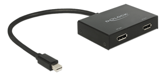 Delock Displayport 1.2 Splitter 1 x mini Displayport in > 2 x Displayport out 4K - video/lyd-splitter - 2 porter