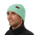 ineepor Bonnet Hiver Homme Femme Laine Mérinos Beanie Hat Tricoté Chapeau Unisexe Doublé Polaire Court Chaud Doux Confortable