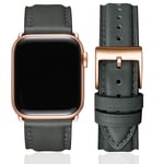 SUNFWR Leather Bands for Apple Watch Strap 45mm 44mm 42mm,Men Women Replacement Genuine Leather Strap for iWatch SE Series 7 6 5 4 3 2 1 Sport,Edition(42mm 44mm 45mm,Space gray&Rosegold)