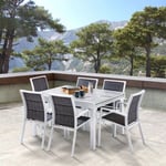 Salon de jardin Ensemble ModuloWood T 6 / 10 + F 6 Déco Bois Blanc Wilsa Garden