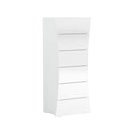 Commode Michele, Commode 6 tiroirs, Commode de chambre, 100% Made in Italy, 50x40h122 cm, Blanc brillant