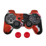 Camo-Rouge - Coque En Silicone Pour Manette De Jeu Playstation 3, Accessoires De Jeu, Avec 2 Capuchons De Poignée