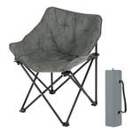 WOLTU Chaise Camping, Fauteuil Pliant, Chaise de Pêche, Chaise Pliante Légère, Portable, Siège Rembourré, avec Sac de Transport, Tissu en Daim Synthétique et Oxford, Gris Foncé