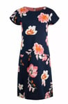 WEIRD FISH Tallahasse Organic Printed Jersey Dress in Rich Navy Size 14 NEW BNWT