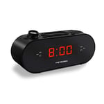 Metronic 477039 Radio-réveil FM Projection Double Alarme avec Fonctions Sleep/Snooze, Luminosité Réglable Et Piles De Sauvegarde De L'heure Noir