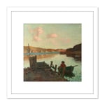 James M Nairn Evans Bay 8X8 Inch Square Wooden Framed Wall Art Print Picture with Mount