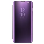 Coque pour Samsung Galaxy s10 Housse Support à Rabat Clear View Cover Flip Case (Violet)