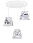 Light-Home - LADYBIRD - Abat Jour Suspension Luminaire Lustre - Moderne Abat Jour Plafond - Métal et Tissu - E27-3-Lumières Oval - Gris et Bleu et Rose