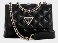 Guess Giully Mini 2 Comp Convertible Flap Bag In Black For Women