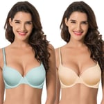 Curve Muse Soutien-Gorge Push up (Un Bonnet supplémentaire) décontracté Convertible avec Armatures-Chair, Bleu-85F