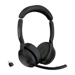 Jabra Evolve2 55 Micro-casque sans fil stéréo avec technologie Jabra Air Comfort, micros à réduction de bruit et ANC. Certifié MS Teams, fonctionne avec toutes les plateformes - Noir