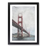 Big Box Art Golden Gate Bridge Vol.4 Painting Framed Wall Art Picture Print Ready to Hang, Black A2 (62 x 45 cm)