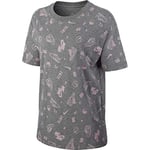 Nike W NSW Tee Painterly 1 Femme T-Shirts, Carbon Heather, FR : L (Taille Fabricant : L)