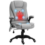 Vinsetto Office Chair, Ergonomic Desk Chair with 6-Point Massage and Back Heated, Linen-Feel Fabric Computer Gaming Chair with Arms, Lumbar Support, Light Grey