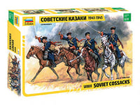 Zvezda 500783579 500783579-1:35 Soviet Cossacks Cavalry WWII Kit de Construction de modélisme en Plastique pour débutant Bleu