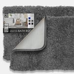 Clara Clark Bathroom Rugs, Ultra Soft Shaggy Bath Rugs - Bath Mats for Bathroom, Machine Wash, Non Slip Backing Rubber, 2 Piece Bathroom Rug Set, Gray