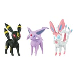 Pokémon Action Pose 3 Figure Pack: Espeon, Umbreon, Sylveon