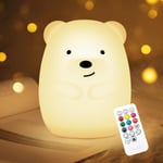 Bear Night Light lapsille, 9-värinen silikonivauvan yövalo kaukosäätimellä, USB-ladattava lasten yövalo, Kawaii-lastenhuoneen sisustus, lahjat tytöille ja pojille (6.1)