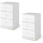 Lot de 2 Caisson de Bureau Meuble de Rangement avec 3 Tiroirs pour Feuilles A4, Lettre,Dossiers et Documents 37 x 34 x 66,5 cm Blanc - Costway