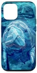 Coque pour iPhone 12/12 Pro Save The Manatee Crystal River FL Bleu abstrait rayé