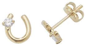 James Moore TH ES438Y 9ct Yellow Gold Horseshoe Stud Jewellery