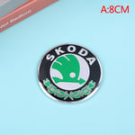 8CM 9CM Grönt ABS-emblem för Skoda Bilhuvud Fram Bakre Bagageutrymme B A