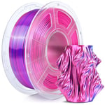 SUNLU Silk PLA Plus Filament d'imprimante 3D, filament PLA+ brillant bicolore 1.75 mm, 360° dévoile des couleurs variées, précision dimensionnelle +/- 0.02mm, bobine de 1kg (2.2lb), Rouge Bleu