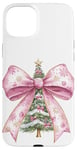 iPhone 15 Plus Big Light Pink Bow & Christmas Tree Coquette Girly Cute Xmas Case