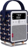 Monty Radio Dab Plus/Dab avec Bluetooth, FM et Radio Réveil Fonction - Alimentée par Secteur et Batterie Radio Portable avec Antenne, Prise Casque et Port de Charge USB - Joules Chiens Saucisses