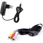 Link-e : Lot Compatible avec Console Super Nintendo (SNES) : Chargeur Secteur pour Alimentation + Cable Video Composite AV