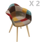 The Home Deco Factory - Lot de 2 Fauteuils design scandinave Patchwork