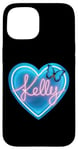 Coque pour iPhone 15 Kelly Pink Nom Cœur Amour Femme Fille Amie Papillon