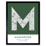 Manchester England United Kingdom City Map Modern Typography Stylish Letter Framed Word Wall Art Print Poster for Home Décor