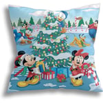 Mjuk och hållbar Disney Together Time Julkudde Vintage Jultomte Fransk säckväv Polyester Cover 18 X 18 tum