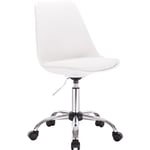 Woltu - Tabouret de bureau à roulettes, Chaise de bureau, Tabouret de travail en similicuir, Pivotant 360°, Hauteur réglable, Blanc