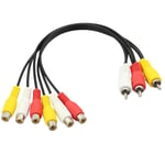 Câble répartiteur 3 RCA mâle vers 6 RCA femelle,câble d'extension adaptateur répartiteur audio vidéo Y RCA AV pour TV,DVD,décodeur 12 pouces