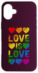 iPhone 16 Plus Heart, Rainbow colors, Love is Love, LGBT pride Case