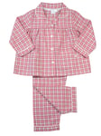 Mini Vanilla Girls Tradional Cotton Peony Pink Check Pyjamas Set. - Size 5-6Y