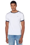 Tommy Hilfiger - Men's T-Shirt - Logo Tape T Shirt For Men - Crew Neck T Shirt Men - Tommy Logo - 100% Cotton Jersey - White - Size L