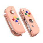 eXtremeRate DIY Replacement Shell Buttons for Nintendo Switch & Switch OLED, Mandys Pink Custom Housing Case with Corlorful Button for Joycon Handheld Controller [Only the Shell, NOT the Joycon]