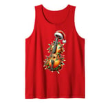 Cello Music Instrument Christmas Hat Xmas Tank Top