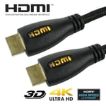 YELLOW LED HDMI LEAD 2160p 4K 3D TV DVD Blu-Ray Player Set-Top Box Long 2 METRES