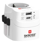 SKROSS PRO Light USB (AC), 3-pole travel adapter, 1x USB-A, 1x USB-C