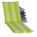 Beo Coussin pour Chaise Longue de Jardin, résistant aux UV, fabriqué en UE Selon la Norme Öko-Tex Standard, Lavable, avec Bande de Maintien, Respirant, avec Bandes en Vert et Gris