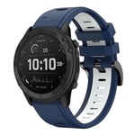 För Garmin Tactix Delta 26mm Tvåfärgad Sports Silikon Watch Band FCT Midnight Blue - White