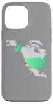 Coque pour iPhone 13 Pro Max Carte des États-Unis et de l'Amérique du Nord. Rouge surligné Californie